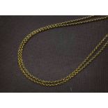 A vintage 9ct gold muff chain, the opera length belcher links with snap clasp to one end, 31.5g, one