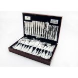 A modern silver plated canteen of cutlery by Viners, the Queen's pattern service in box, unused