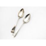 A pair of George III silver table spoons by Godbehere Wigan & Bolt, Old English patter with bright