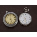 Two vintage silver open faced pocket watches, one being a Vertex, the other a Victorian example in