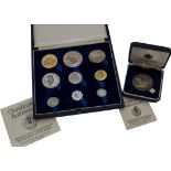 A 1970s Republic of Seychelles nine coin proof set, including a 22ct gold 1000 rupee, 16g, a