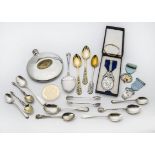 A small collection of silver and other items, including an Edwardian silver Masonic jewel in box,