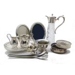 A good collection of Georgian and later silver plated items, including a canteen of flatware and