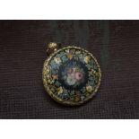 A late 19th century continental gold and enamelled watch case, now coverted to a locket, the