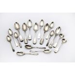A collection of Georgian and later teaspoons and other spoons, varying styles and periods, 8.5
