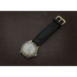 A WWII period Buren mid sized chromed wristwatch, silver dial and subsiduary, appears to run,