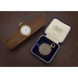 Two late 19th century gold ladies fob watches, one smaller example marked 18k to outer and dust