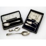 An early George III silver Christening spoon, together with a cased George V silver Christening