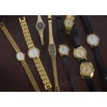 A modern 9ct gold Accurist lady's wristwatch, 14.8g, together with eight ladies wristwatches (9)