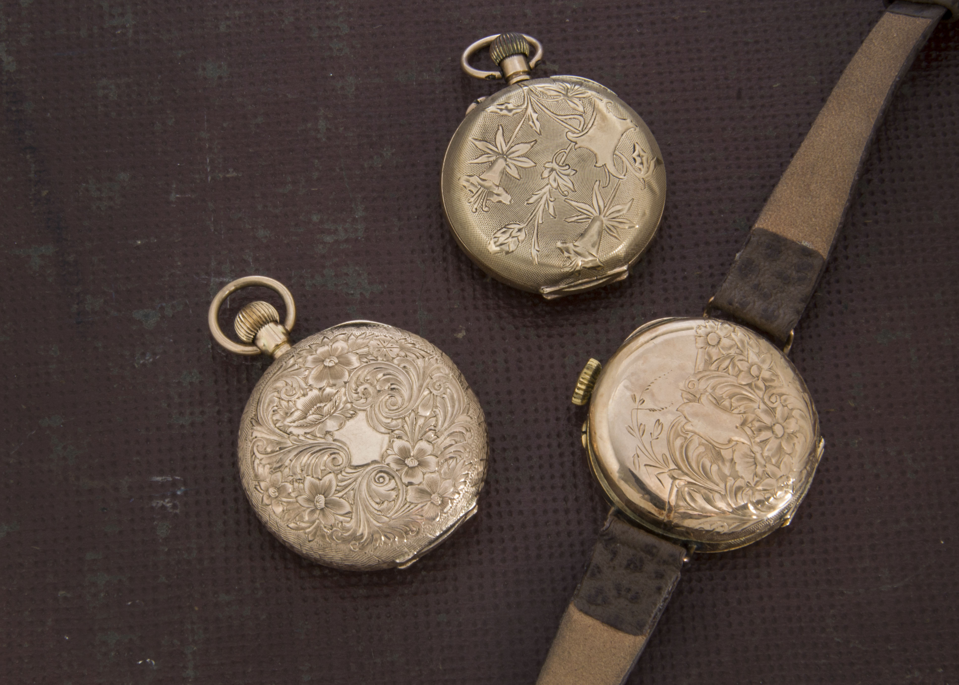 A group of three late 19th and early 20th century gold ladies pocket watches, one marked 14k with - Image 2 of 2