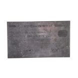 A George III period Bank of Newbury copper printing plate by Harris, for a ten pound note, with