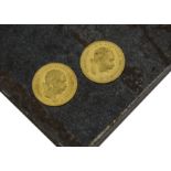 A pair of Austrian ducat gold coins, each dated 1915 but probably produced more recently, each 3.