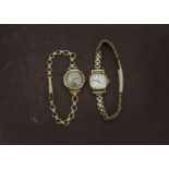 A 1970s 9ct gold cased Tissot lady's wristwatch, on rolled gold bracelet, together with an Art