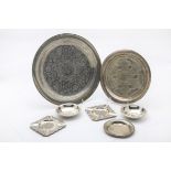 A group of seven vintage Middle Eastern silver and white metal items, probably Eygptian, including