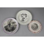 Three French Porcelain Plates with Magic Lantern, Cinematograph and Peepshow Images, one in cream