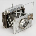 Minolta Autopress Camera, a 1937 camera styled on the Plaubel Makina, No 26787, body, F/P, shutter