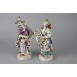 A Pair of Dresden Porcelain Figures of Malabar Musicians, after the models by FE Meyer, both wearing