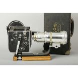 A Bolex H16 Camera, with SOM Berthiot f/2.4 25 -100mm zoom lens, on custom-made bracket and base,