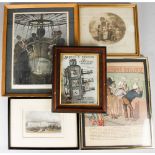 Six Framed and Glazed Prints, including Grand Diorama Universe, a French coloured print of four