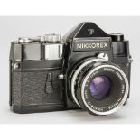 Black Paint Nikkorex F Camera, No377144, body, VG, shutter working, black version only marketed in