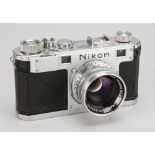 Nikon S Camera, chrome No6107119, body, G/VG, shutter working but occasionally sticks on slow