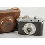 An Ensign Multex Model 0 Rangefinder Camera, chrome, serial no. H21055, with Multar f/3.5 50mm