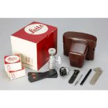 Leica Accessories, ABCOO, ABLON, AGRIF and VIOOH in case, with an unused Burgundy Reflex case code