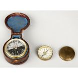 A Chadburn & Son brass Pocket Aneroid/Compass, with silvered aneroid dial and mother o'pearl compass