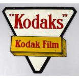 Enamel 'Kodaks 118 Film' Display Sign, double sided triangular style approx 58cm high x 66cm wide,