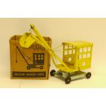 Tri-ang Excavator, Yellow and blue tin plate with balloon rubber tyres marked Tri-ang with