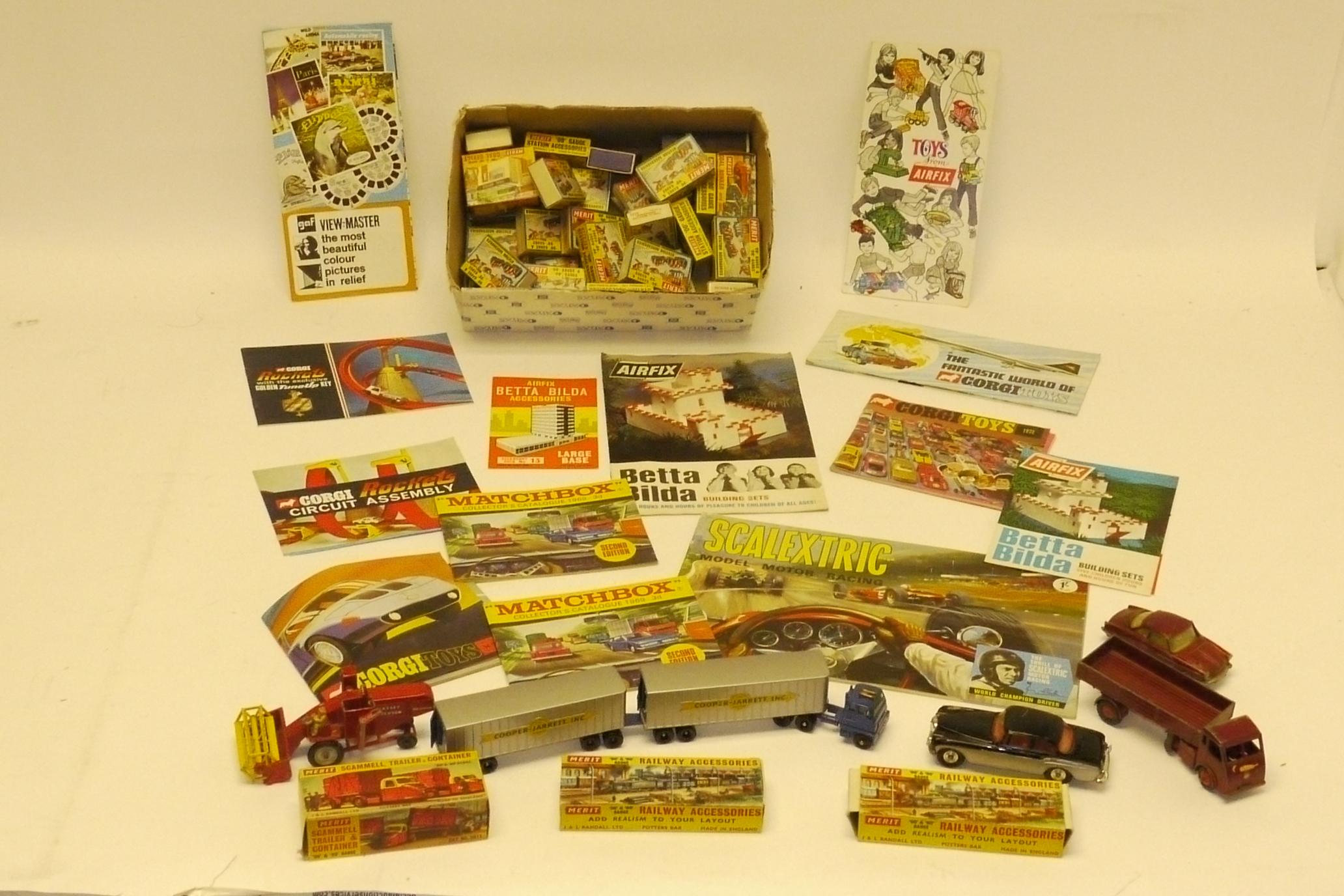 Scalextric Matchbox and Corgi and other makers Catalogues and playworn vehicles, Including