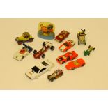 Dinky Husky and Corgi, all unboxed and playworn, comprising seven Dinky racing cars including a