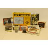 A Large box of OO Gauge Scenic items, including made-up and unmade building kits by Ratio, Airfix