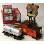 LGB G Scale Rolling Stock and Accessories, 40510 truck with Fork Lift, 10310 Buffer Stop, 55016 Hand