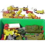 Playworn Diecast, aircraft, industrial and military vehicles predominantly by Dinky and Matchbox,