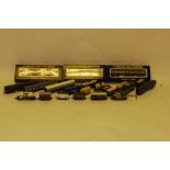 collection of N Gauge Rolling Stock by Various Makers, including 2 boxed Farish WR coaches and a