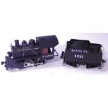 A LGB G Scale AT&FS 0-4-0 Locomotive and Tender, in black No 1217, VG