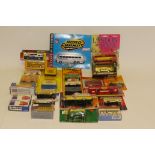 Packaged Buses and Coaches, Collection of small scale examples including Hot Wheels, Edocar, Corgi