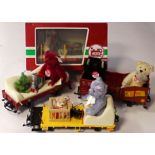 LGB G Scale Steiff Bear Trucks, 41000 Bear with sledge, in original box, unboxed open truck with