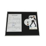 David Bowie / Signed Sheet Music, a framed page of the sheet music for 'Boys Keep Swinging' signed