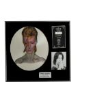 David Bowie / Picture Disc, a framed Picture Disc of the Aladdin Sane LP together with a CD size