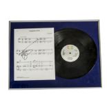 David Bowie / Signed Sheet Music, a framed page of the sheet music for 'Modern Love' signed in black