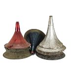 Gramophone horns, steel: eight, various patterns and conditions