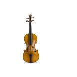 Violin, 3/4 size 340mm made by Lowendahl Berlin, two piece birds eye maple back, ribs and neck of