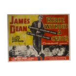 James Dean Poster, A Rebel without a Cause original Film Poster 84cm x 64cm with central creases and