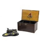 Musical boxes, disc: a small Britannia disc musical box, with Britannia transfer inside lid (