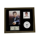 David Bowie / Signed Photo, a framed colour photo of David Bowie signed in blue marker together with