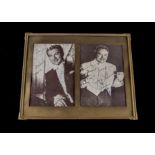 Liberace, framed double photograph of Liberace both with printed autograph and signed autograph in