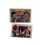 Laurel & Hardy, two posters, 'Les Montagnards Sont La', Imprime en Belgique 1938, 55cm X 35cm