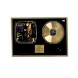 David Bowie / Gold Disc, Framed Gold Disc LP for Ziggy Stardust together with Cover artwork and